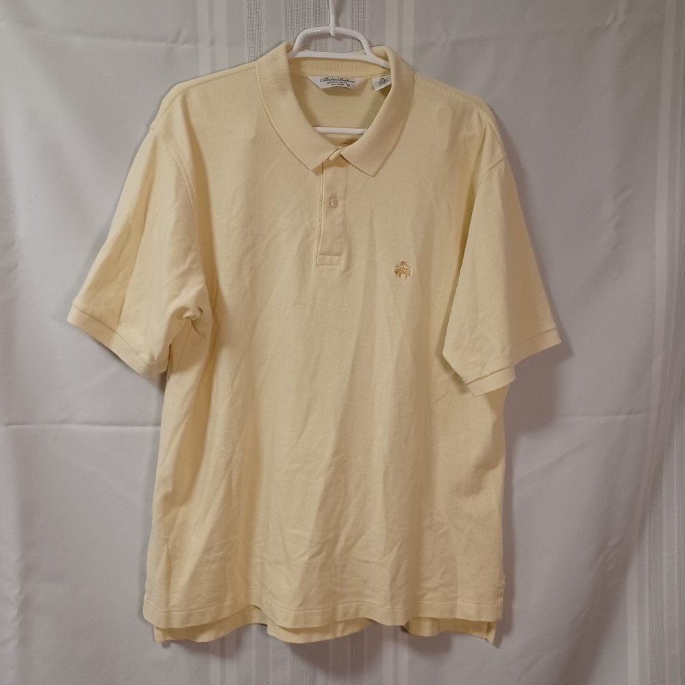 Brooks Brothers Polo Mens L Yellow Golden Fleece Cotton Pique Short Sleeve Logo